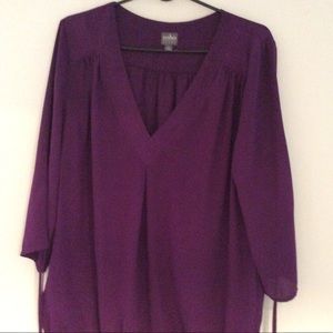 3/4 sleeve purple blouse